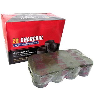 Carvão Para Naguiles ou Defumadores ZG Charcoal - Pacote com 24 Discos