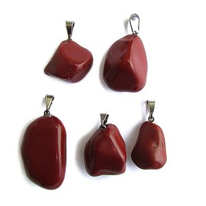 Kit com 5 Pingentes de Pedras - Jaspe Vermelho