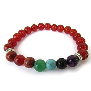 Pulseira 7 Chakras 8mm - Ágata de Fogo