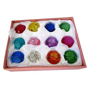 Kit com 12 Diamantes de Cristais Coloridos 3cm