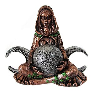 Estátua Deusa Gaia Mãe Terra Triluna Wicca Bronze 13cm - Bronze Envelhecido