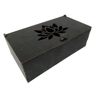 Caixa Porta Trecos em MDF Preta 15cm - Flor de Lótus