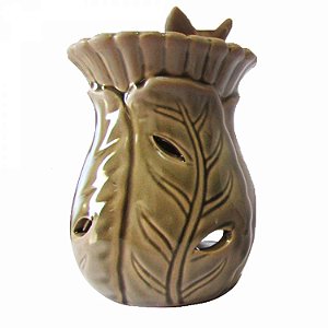 Recho em Porcelana Folhas com Borboleta 11cm - Marrom