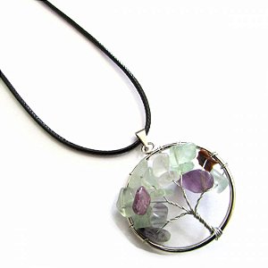 Colar Árvore da vida em Cristal Natural Fluorita