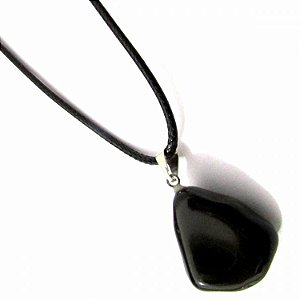 Colar de Pedra Rolada e Cristal - Ônix