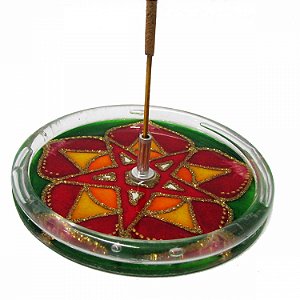 Incensário Redondo Mandala Pentagrama 10cm