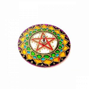 Incensário Mandala de Vidro 10cm - Pentagrama