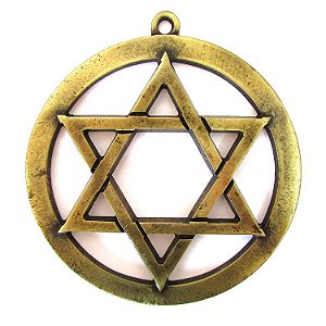 Pantáculo Hexagrama Estrela de Davi 10cm - Ouro Velho