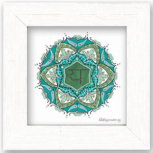 Quadro Chakra Cardíaco Moldura Branca 18cm