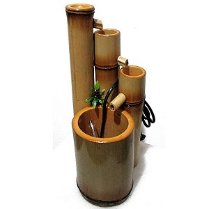 Fonte de Água 100% em Bambu 3 Quedas 30cm Bivolt