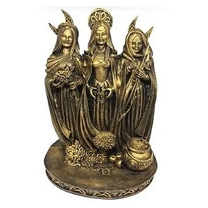 Estátua Deusa Tríplice 28cm Wicca - Dourada