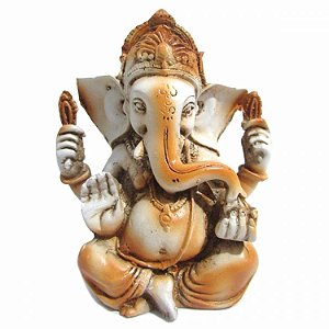 Estátua Ganesha 11cm - Bege