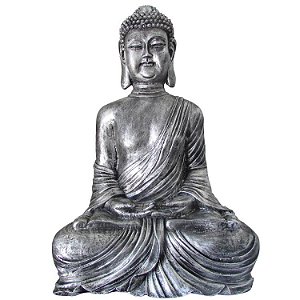 Estátua Buda Hindu Meditando 46cm - Prata