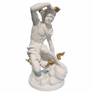 Estátua Deus Hermes Mensageiro 22cm Estátua Branca Resina
