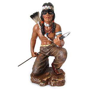Índio Caçador Guerreiro 29cm - Estátua Premium