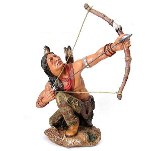 Índio Caçador com Arco e Flecha 30cm - Estátua Premium
