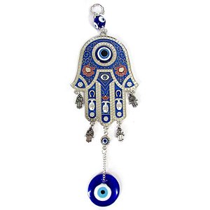 Móbile Mão Hamsa com Olho Grego Importado 28cm