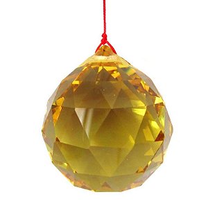 Bola de Cristal Multifacetada Chinesa da Cura e Harmonização 40mm - Amarelo