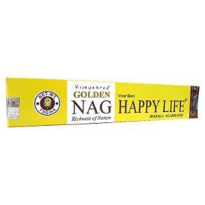 Incenso Golden Nag Agarbathi de Massala - Happy Life: Viver Bem