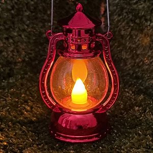 Lampião Retrô com Lâmpada de LED 12,5cm - Vermelho