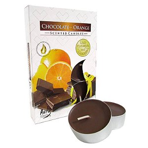 Velas Tealights Perfumadas Caixa com 6 Unidades Aura - Chocolate com Laranja