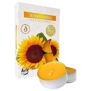 Velas Tealights Perfumadas Caixa com 6 Unidades Aura - Sunflowers
