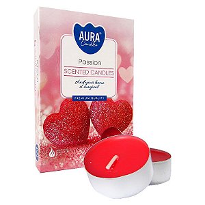 Velas Tealights Perfumadas Premium Caixa com 6 Unidades Aura - Passion
