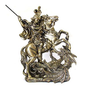 São Jorge com Dragão Dourado 29cm