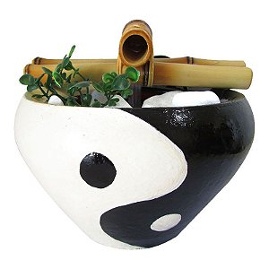 Fonte de Água em Cerâmica e Bambu 17cm - Yin Yang