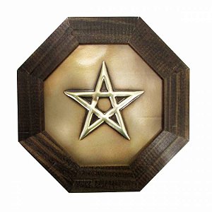 Quadro Madeira Estrela Pentagrama 18cm - Proteção