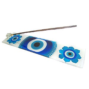 Incensário Canaleta de Vidro 24,5cm - Mandala Olho Grego