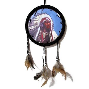 Filtro dos Sonhos Índio Norte Americano Preto M 50cm - Índio Cacique