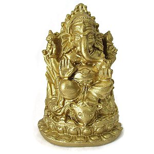 Ganesha Dourado no Trono 13cm