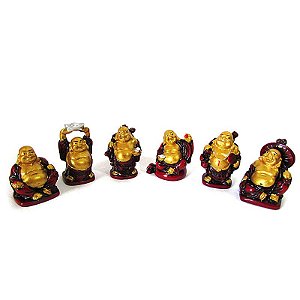 Jogo de 6 Budas da Sorte em Pé 5cm