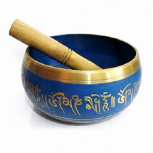 Tigela Tibetana 7 Metais Sino e Canto Alto 11,5cm - Azul