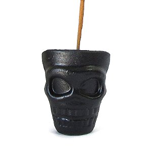 Incensário Vaso Mini Caveira Mexicana 6cm - Preto