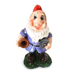 Anão de Jardim em Resina com Vaso 12cm - Modelo 4