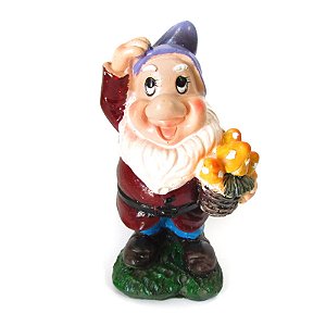 Anão de Jardim em Resina com Cesta de Cogumelos 12cm - Modelo 2