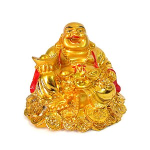 Buda da Fortuna e Prosperidade Dourado 5,5cm - Importado