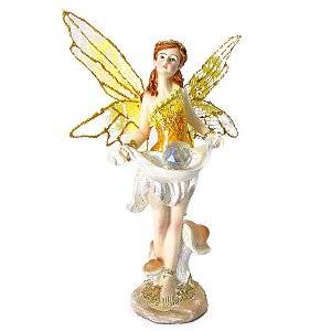 Fada com Bola de Cristal Mágica 23cm - Amarela