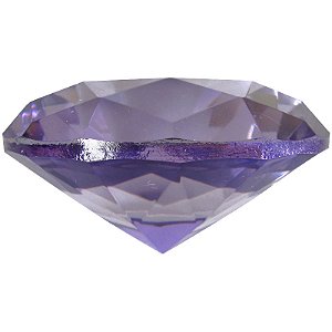 Diamante em Cristal de Vidro 8cm - Lilás: Intuição e Transmutação
