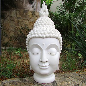 Escultura Cabeça de Buda em Marmorite 37cm