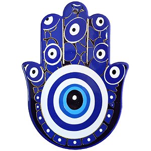 Mão Hamsa de Parede ou Porta em Porcelana 18cm - Olho Grego