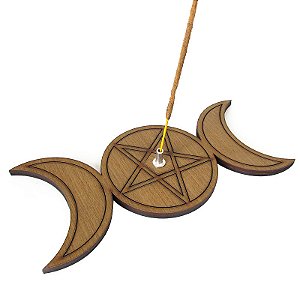 Incensário Pentagrama Triluna em MDF 18cm