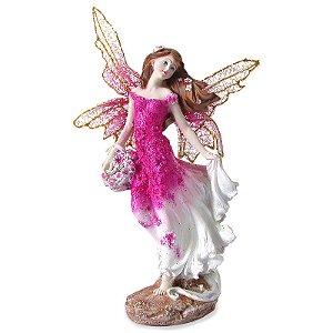 Fada Mágica com Flores 27cm - Rosa