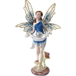 Fada com Bola de Cristal Mágica 23cm - Azul