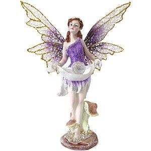 Fada com Bola de Cristal Mágica 23cm - Lilás