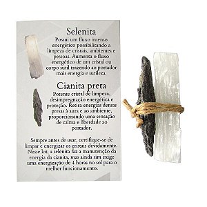 Talismã da Limpeza com Cianita Preta e Selenita - Proteção Energética