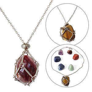 Colar Troca Pedras dos 7 Chakras Prateado: Alinhamento das Energias e Equilíbrio