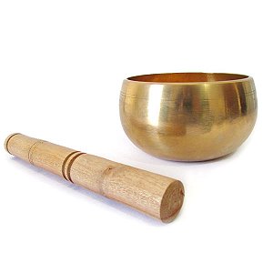 Tigela Tibetana 7 Metais Dourada Lisa 12,5cm T3 - Sino e Canto Alto